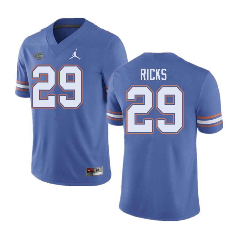 Men's NCAA Florida Gators Isaac Ricks #29 Stitched Authentic Jordan Brand Blue College Football Jersey ZVA3465IL